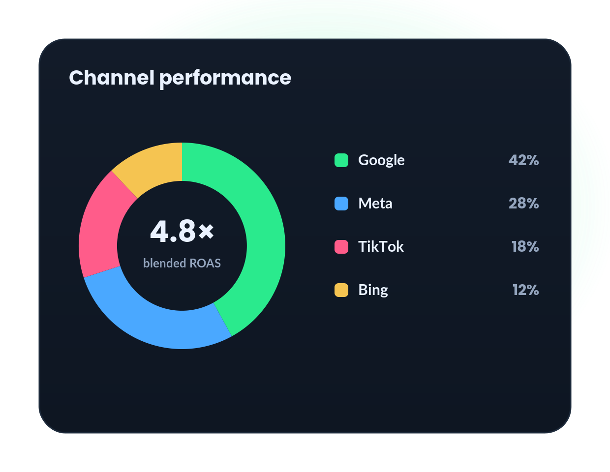 Paid media channel performance: Google, Meta, TikTok and Bing